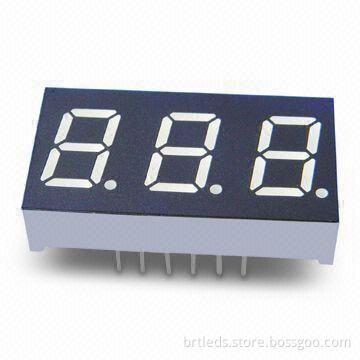 Three-digit 7 Segment LED Display, Red Emitting Color 10mm Digit Height